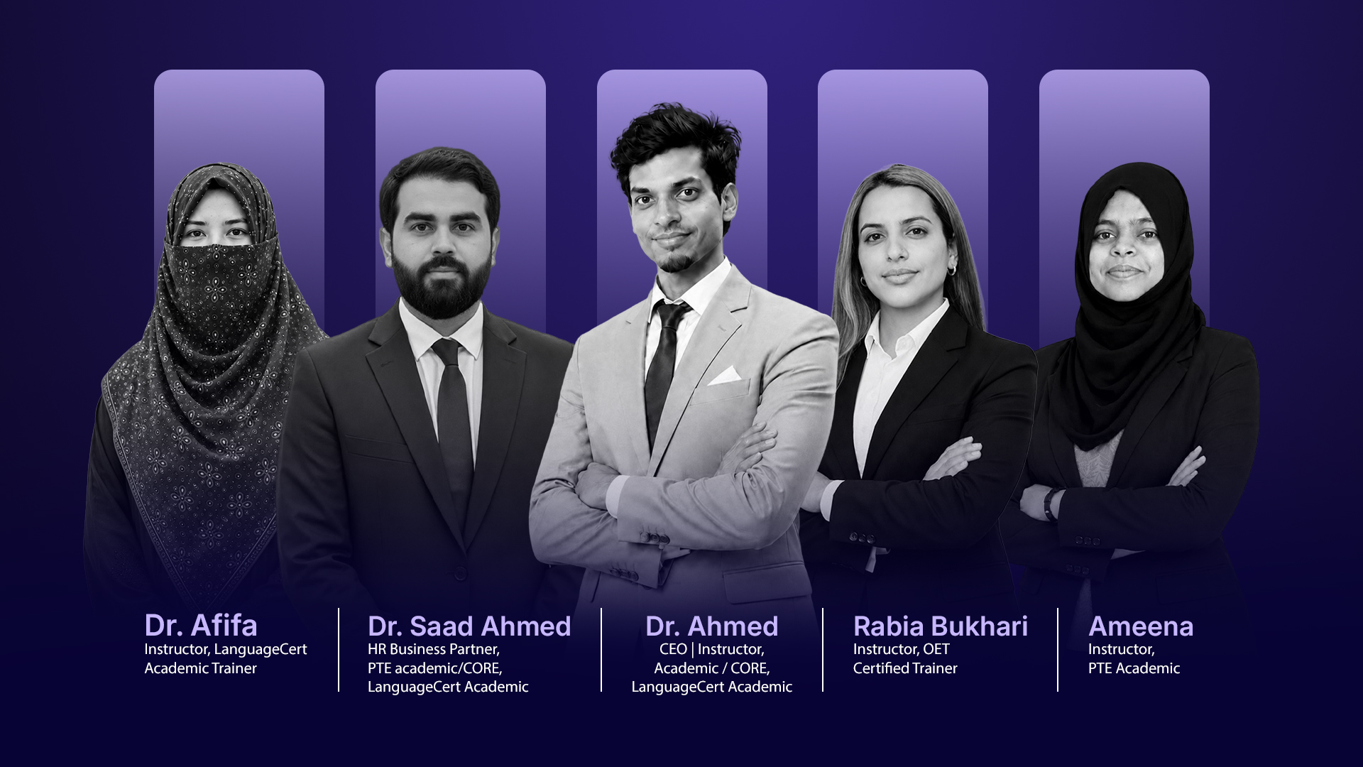 The PTE by Dr Ahmed Team — Ameena, Saad Ahmed, Dr. Ahmed, Rabia Bukhari, Afifa