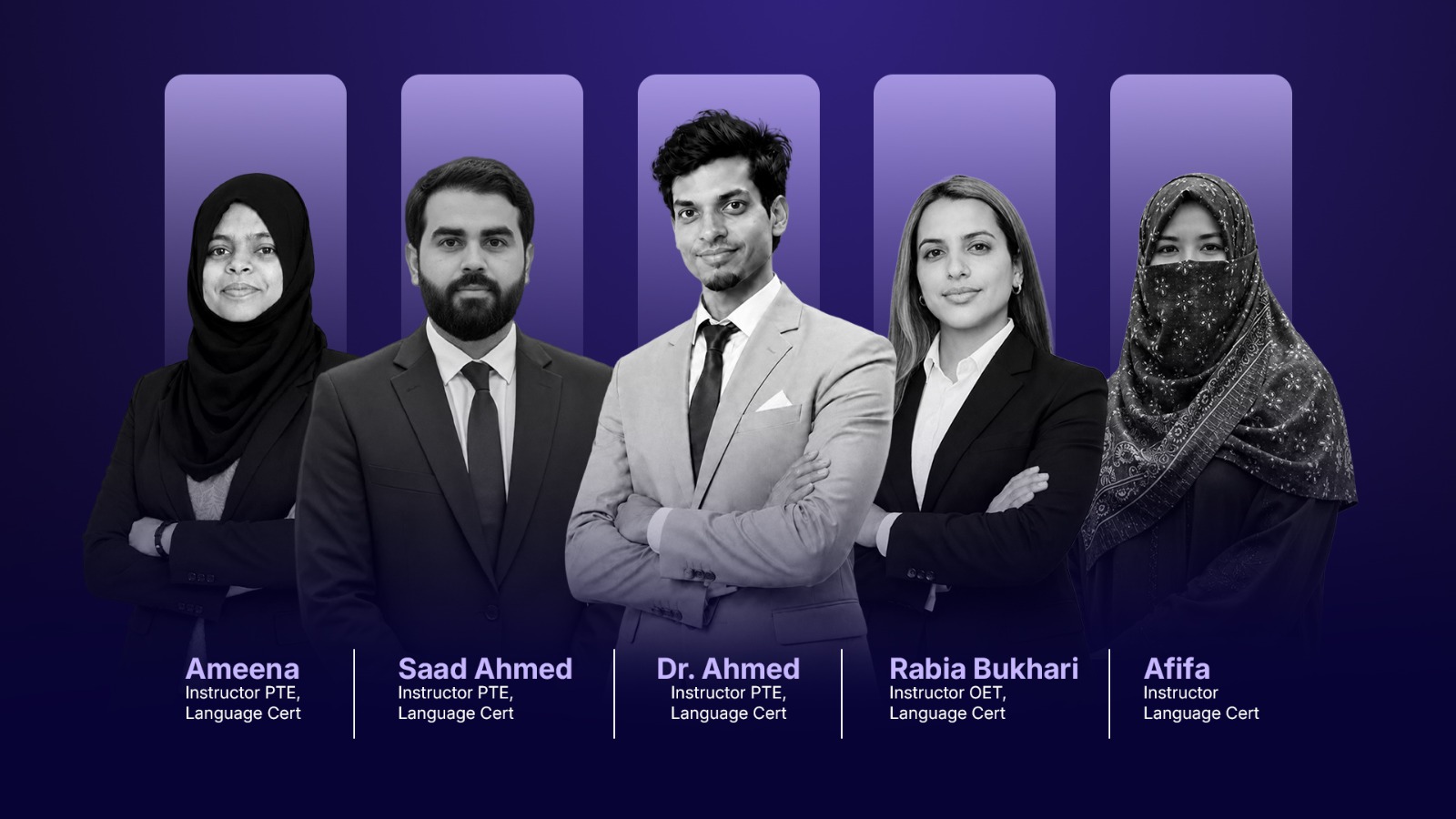 The PTE by Dr Ahmed Team — Ameena, Saad Ahmed, Dr. Ahmed, Rabia Bukhari, Afifa