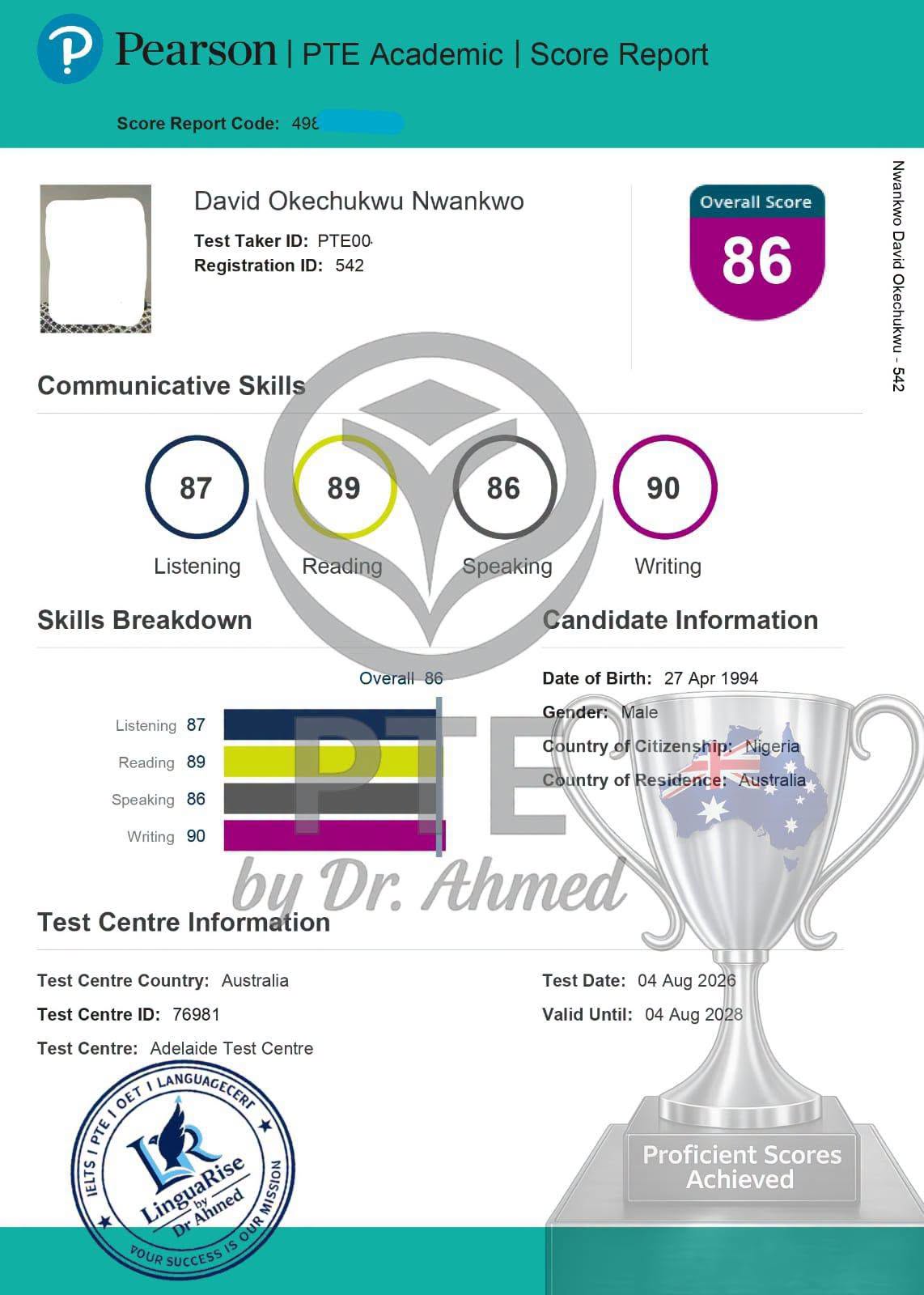 Student score report